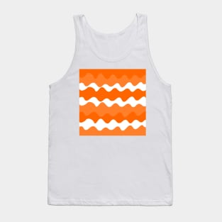 Orange and white horizontal waves pattern Tank Top